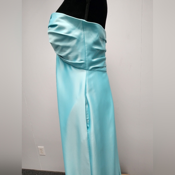 Bill Levkoff Satin Gown in Color Glacier - Picture 4 of 8